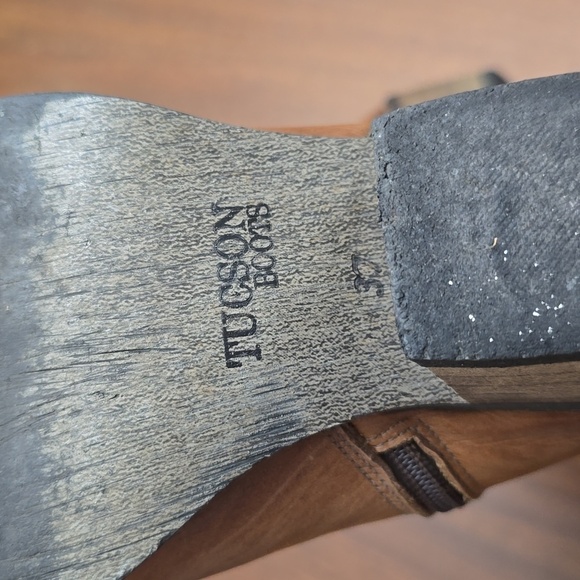 TUCSON BOOTS Women's Sz 37 Brown Leather Cowboy Boots - Picture 7 of 8